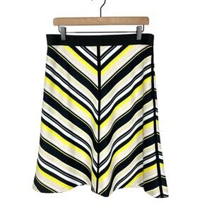 Laurel | Yellow & Black V Stripe Business Casual A-line Knee Length Skirt